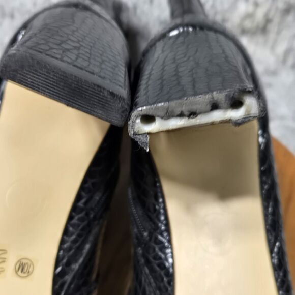 Chinese Laundry Women Sz 10 Black Croc Print Faux Leather Zip Midcalf Heel Boots - Picture 6 of 9